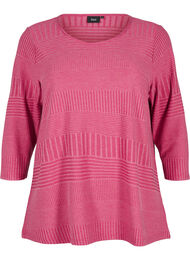 Bluse med 3/4-ermer og stripemønster, Malaga Mel.