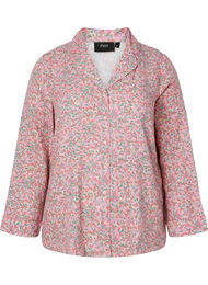 Pysjamasskjorte i bomull med blomstermønster, Powder Pink