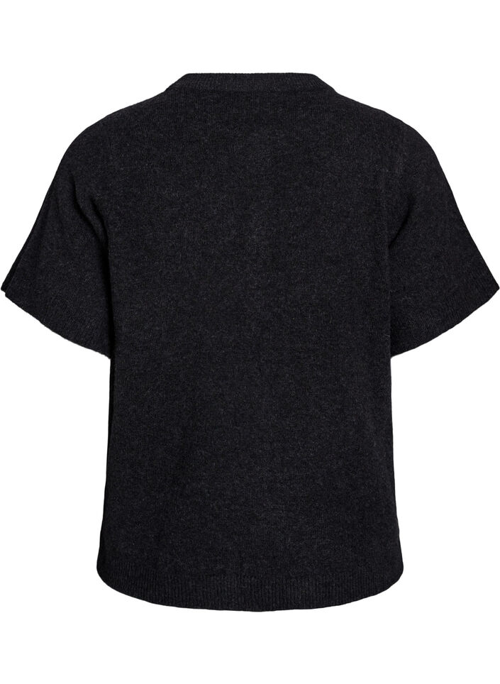 Strikket cardigan med korte ermer, Grå, Packshot image number 1