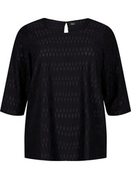 Mønstrete bluse med 3/4-ermer, Black