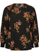 Langermet bluse med blomstertrykk, Svart, Packshot image number 0