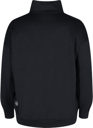 Høyhalset genser med glidelås, Black, Packshot image number 1