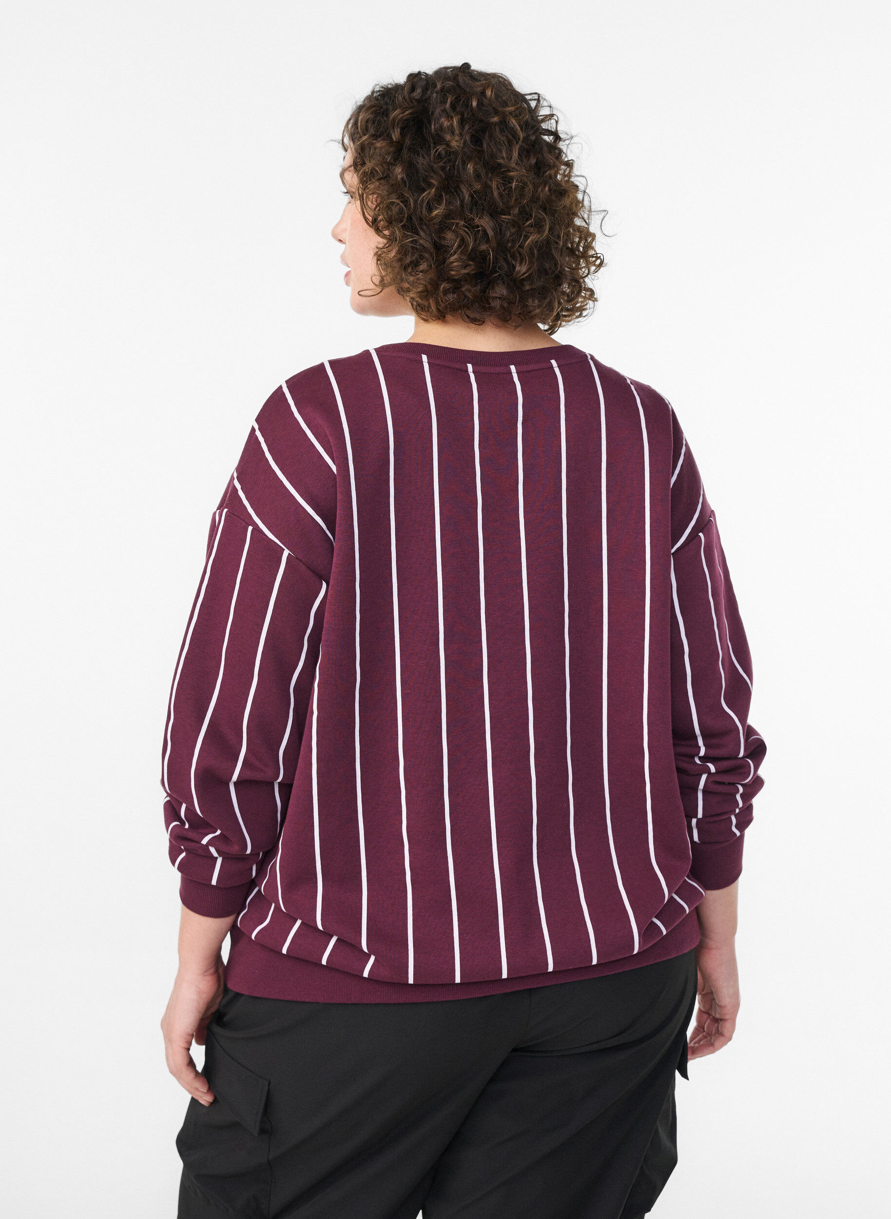 Zizzi Stripet genser med teksttrykk, R&oslash;d, Model image number 2