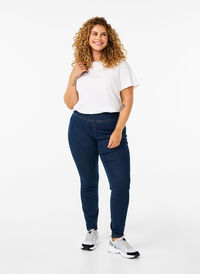 Elastiske jeggings med høy midje, Dark Blue Elastiske jeggings med høy midje, Dark Blue, Model