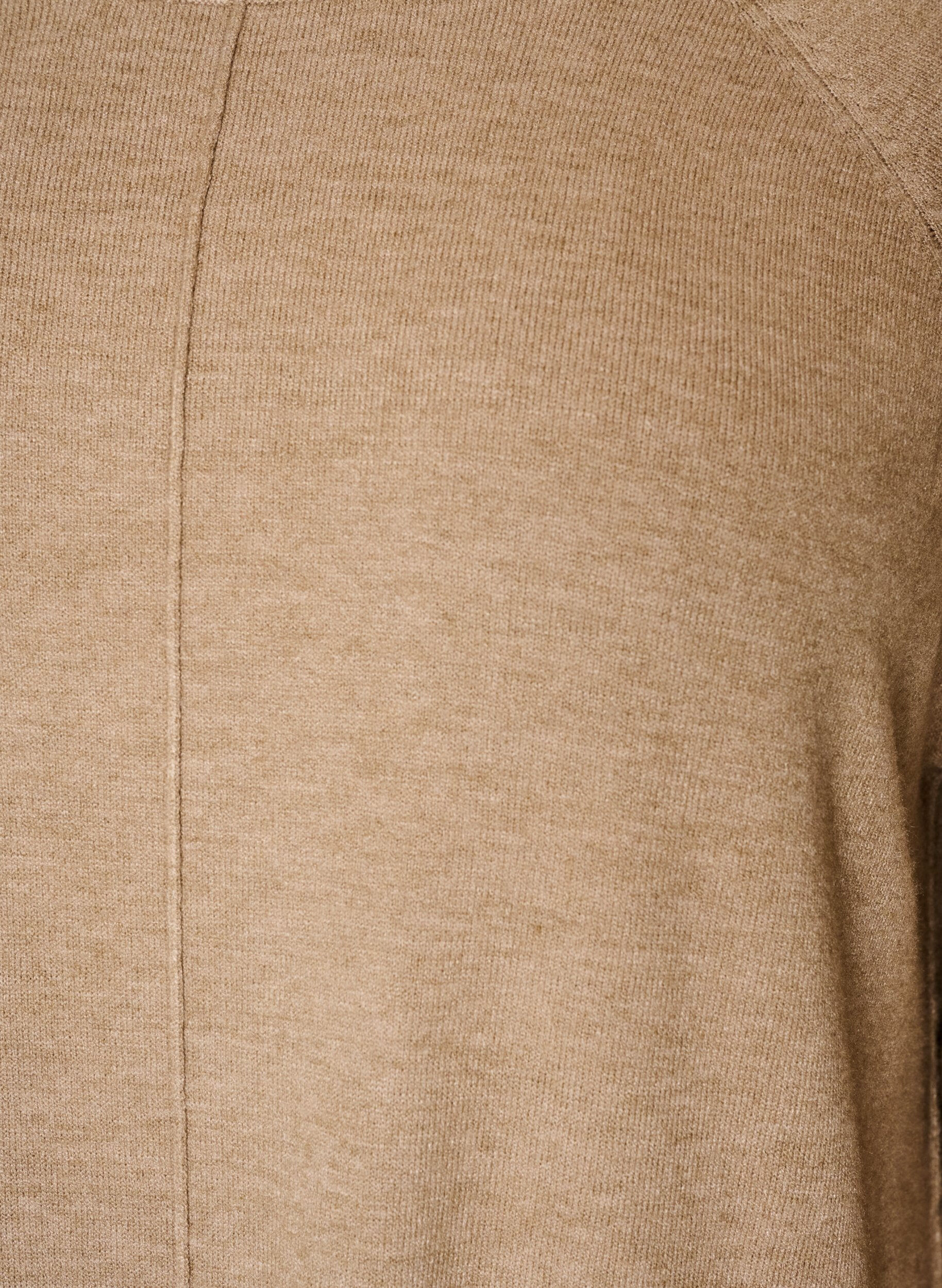 ZizziKort strikkekjole med raglanermer og en midts&oslash;m, Beige, Packshot image number 2