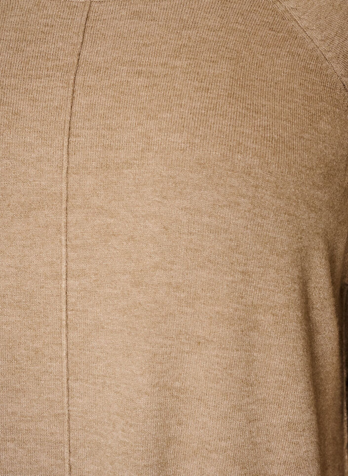 Kort strikkekjole med raglanermer og en midts&oslash;m, Beige, Packshot image number 2