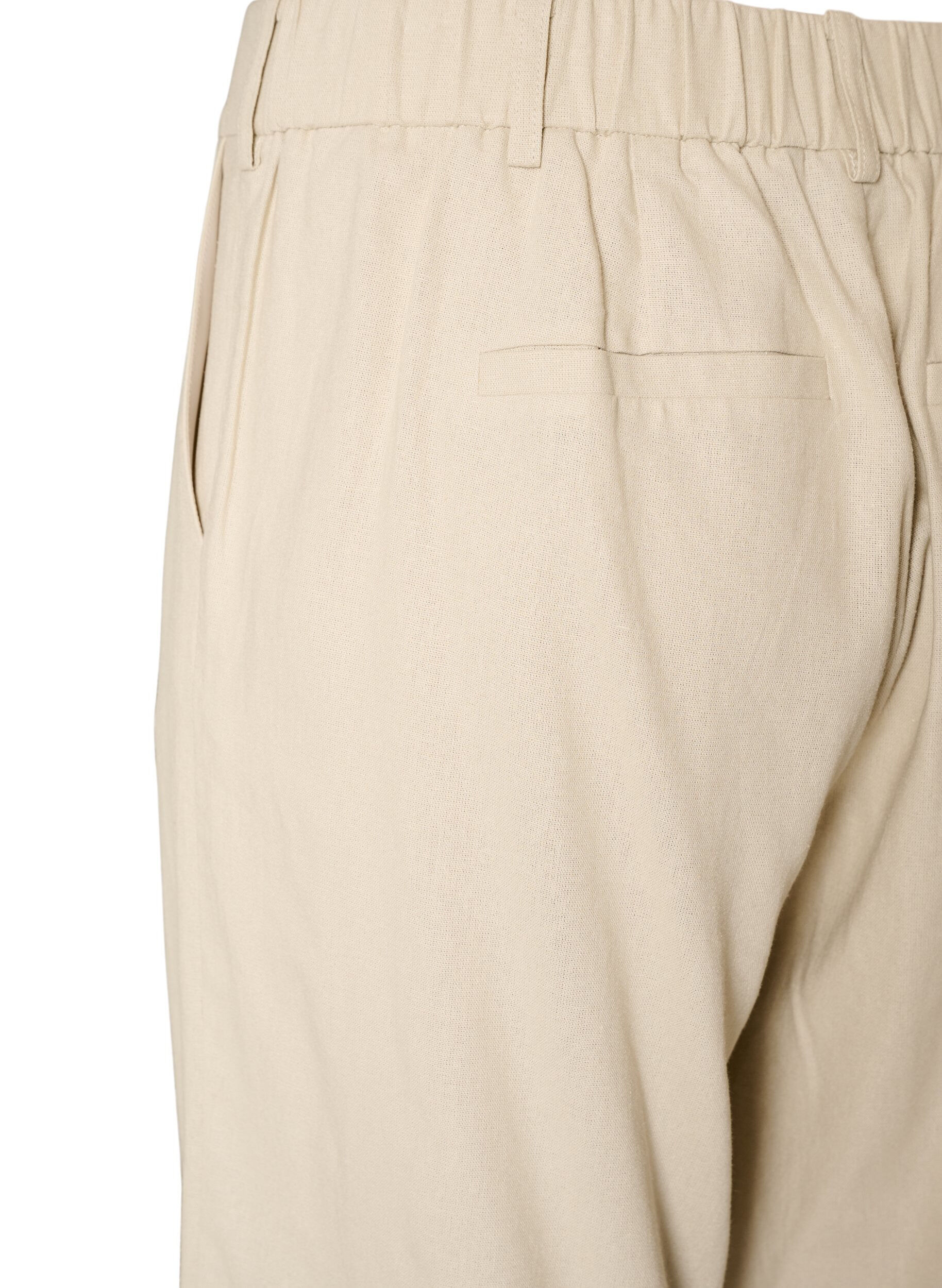 ZizziBermudashorts med h&oslash;y midje i lin og viskose, Beige, Packshot image number 3
