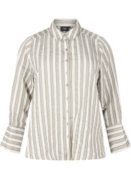 Ledig skjorte med striper, Sand w. Black Stripe