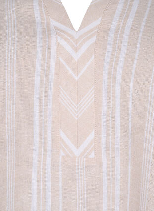 Stripete bluse i lin- og viskoseblandet kvalitet, Beige White Stripe, Packshot image number 2