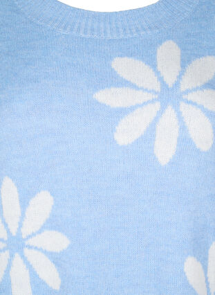 Zizzi Strikket bluse med blomster, Della R. Blue Comb, Packshot image number 2