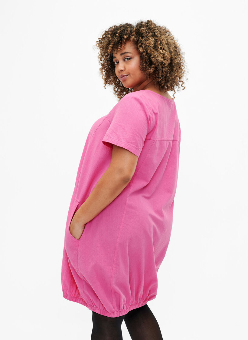 Kortermet kjole i bomull, Rosa, Model image number 2