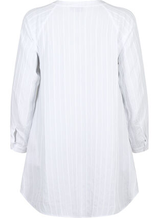 Lang viskose skjorte med stripete struktur, Bright White, Packshot image number 1