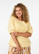 Smockbluse med volangkant og b&aring;thals, Gul, Model image number 0