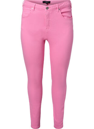 Amy jeans med høy midje og supersmal passform, Rosebloom, Packshot image number 0
