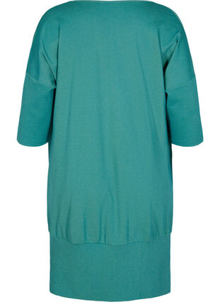 Ensfarget tunika med 3/4-ermer, Teal Green Melange, Packshot image number 1