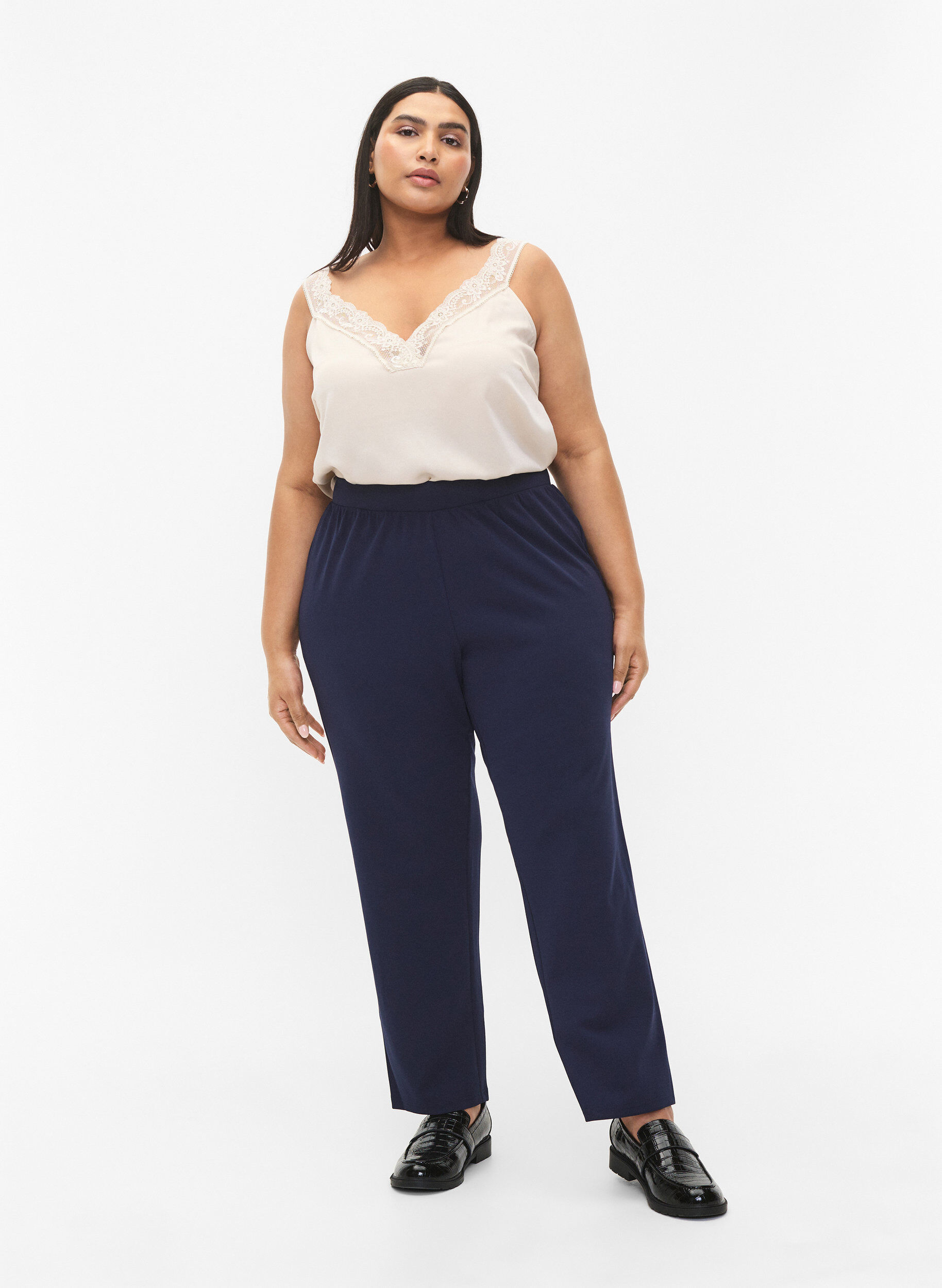 Bukser med straight fit, Bl&aring;, Model