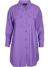 Lang viskoseskjorte med knapper, Royal Lilac