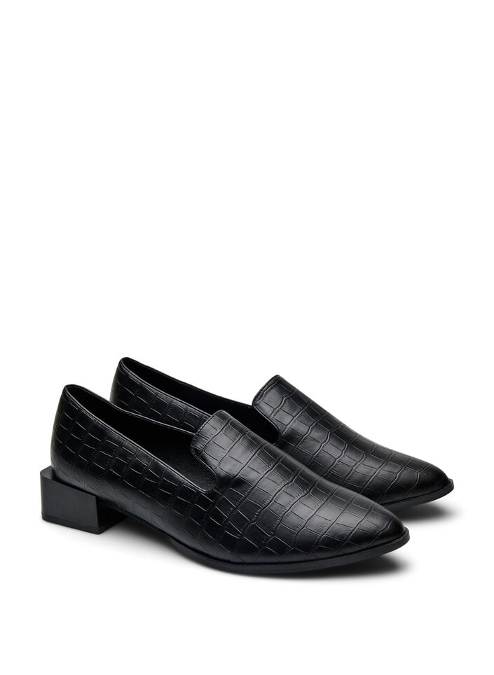 Wide fit - Loafers med glitter, Svart, Packshot image number 1