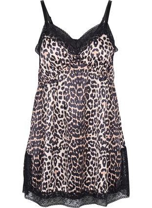Nettkjole med leopardmønster og blonder, Animal Print, Packshot image number 0