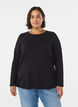 Basis jersey bluse med lange ermer, Svart, Model image number 0
