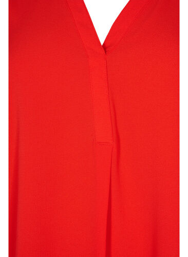 Kortermet bluse med V-hals, Fiery Red, Packshot image number 2