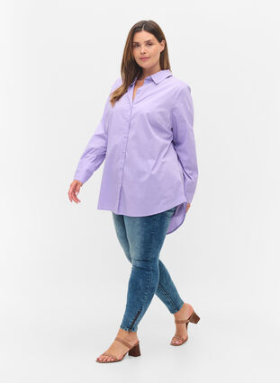 Langermet skjorte med høy mansjett, Lavender, Model image number 2
