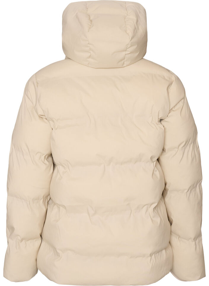 Kort pufferjakke med avtagbar hette, Vanilje, Packshot image number 1
