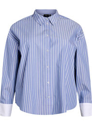 Stripete skjorte med kontrastmansjetter, Blue w. White Stripe