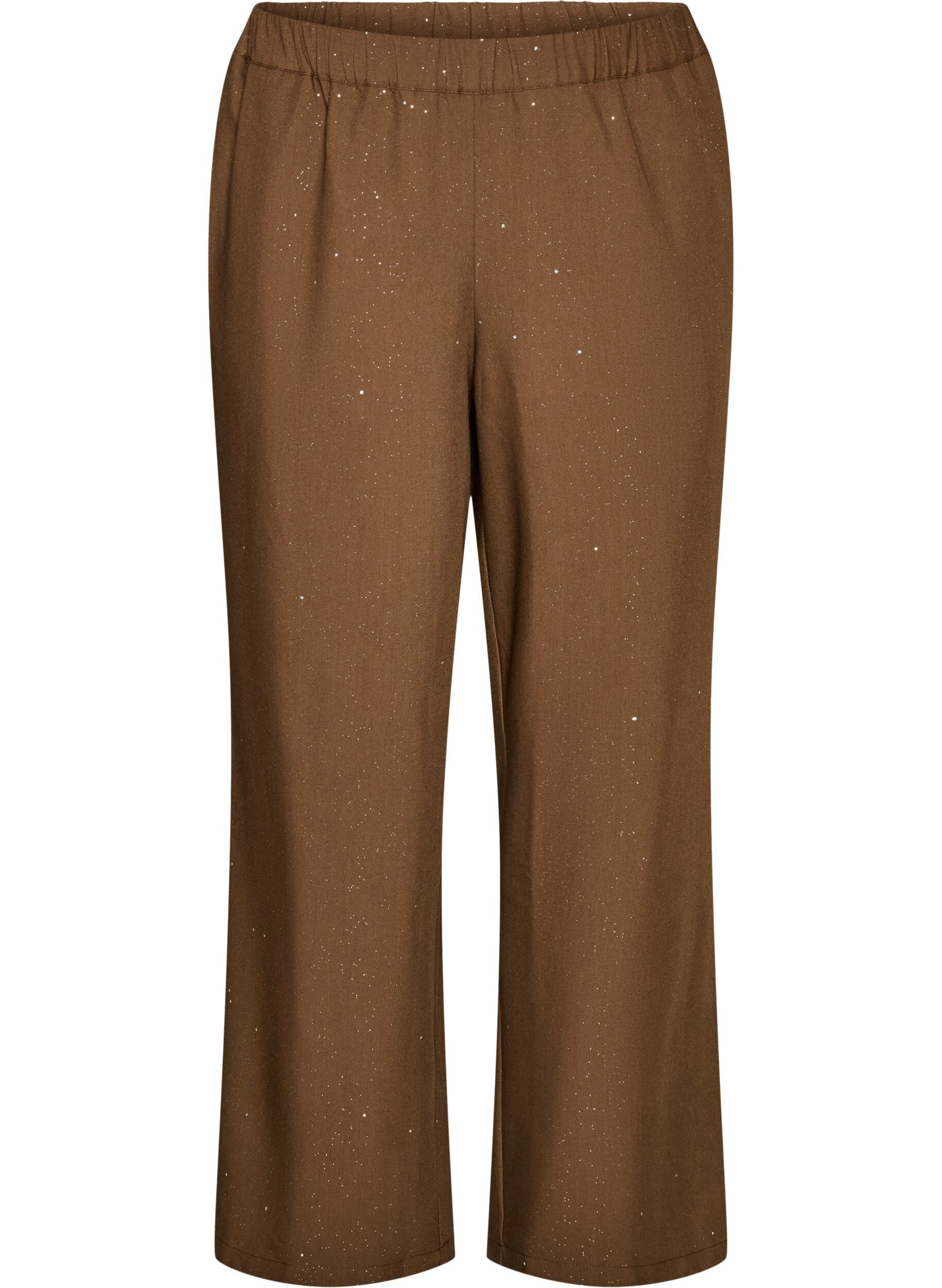 ZizziBukser med glitter og vide ben, Brun, Packshot image number 0