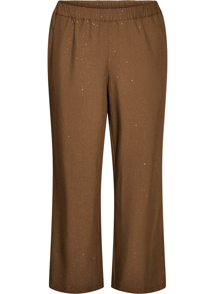 Bukser med glitter og vide ben, Brun, Packshot image number 0