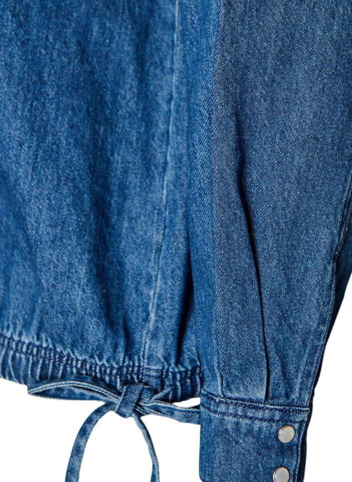 Denimbluse med ballongfasong, Bl&aring;, Packshot