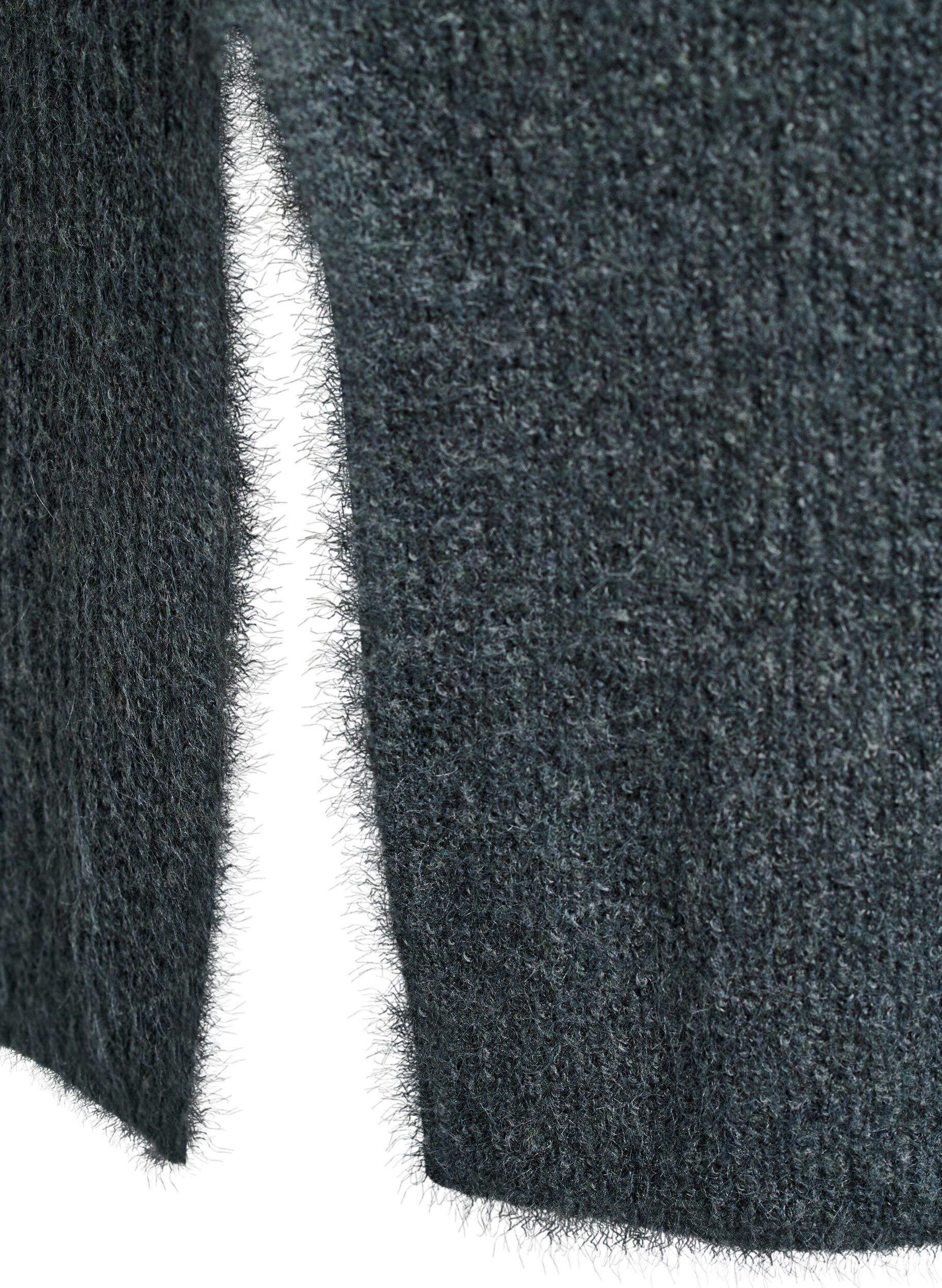 Zizzi Lang strikkekjole med h&oslash;y hals, Gr&oslash;nn, Packshot image number 3