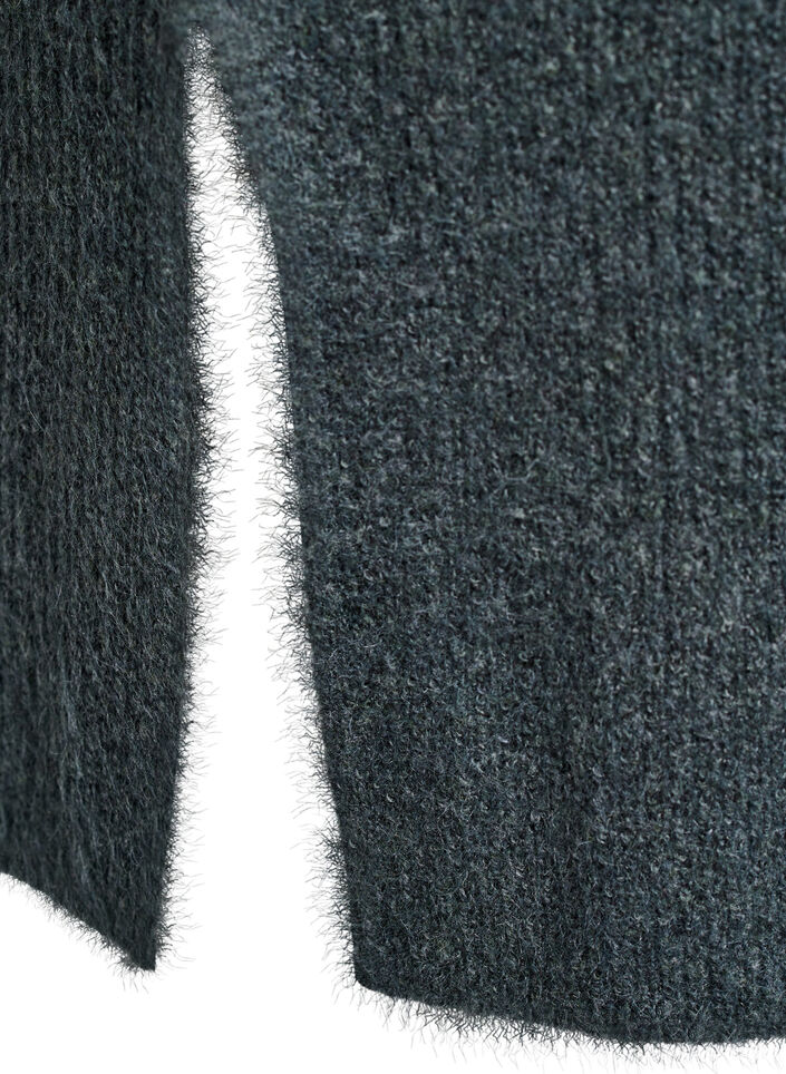 Lang strikkekjole med høy hals, Grønn, Packshot image number 3