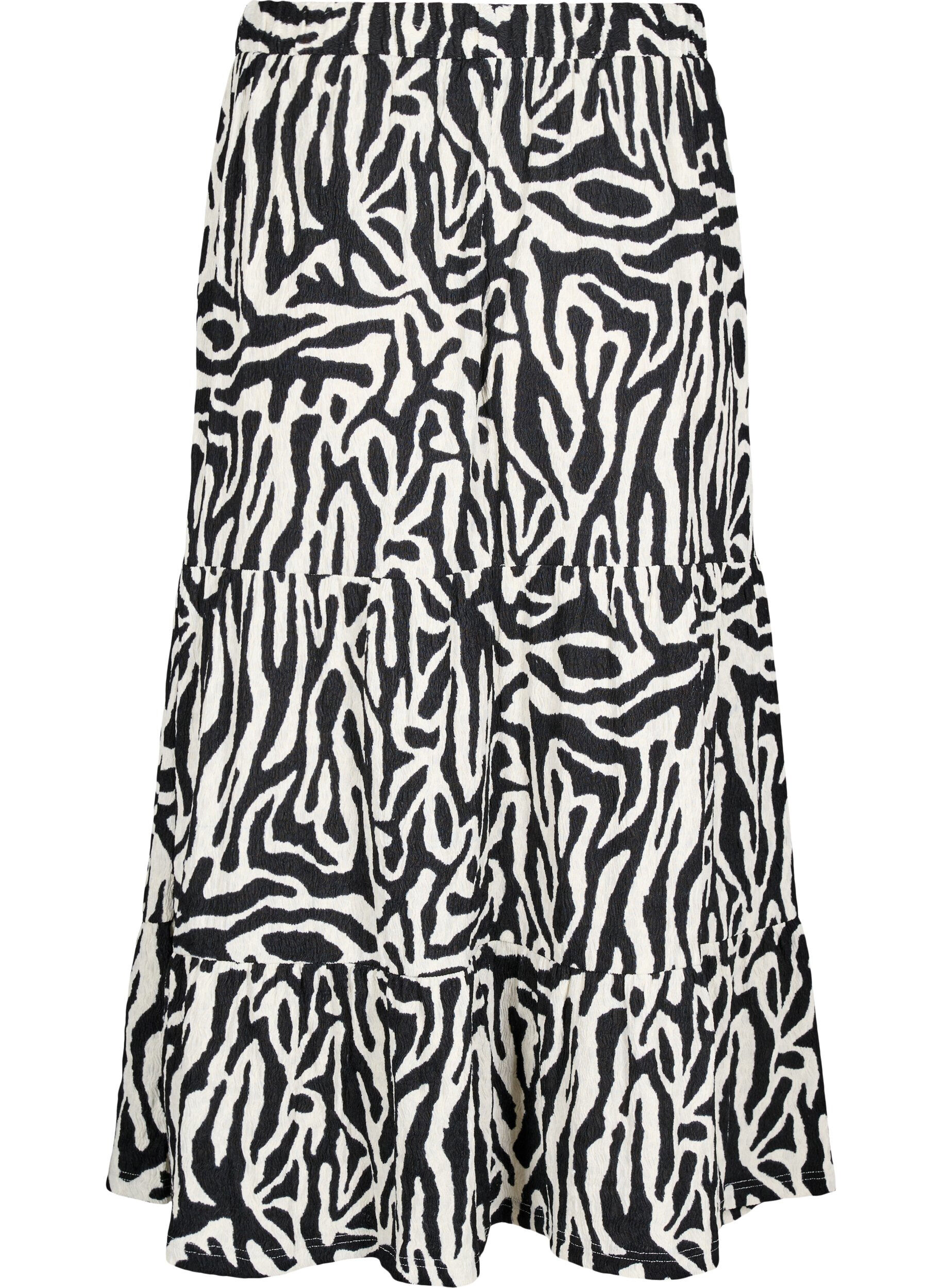 Zizzi Langt skj&oslash;rt med sebram&oslash;nster, Black w. White Zebra, Packshot image number 1