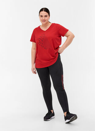 T-skjorte med trykk i bomull til trening , Haute Red, Model image number 3