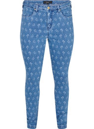 Super slim Amy jeans med blomstermønster, Blue denim
