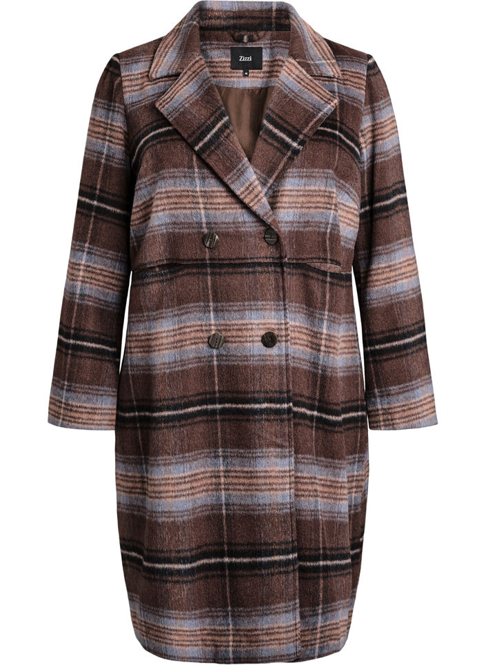 Børstet rutete kåpe, Brun, Packshot image number 0