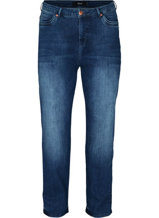 Regular Gemma jeans med høy midje, Blue denim, Packshot image number 0