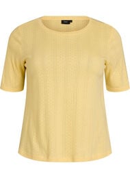 T-skjorte i bomull med hullbroderi, Gul