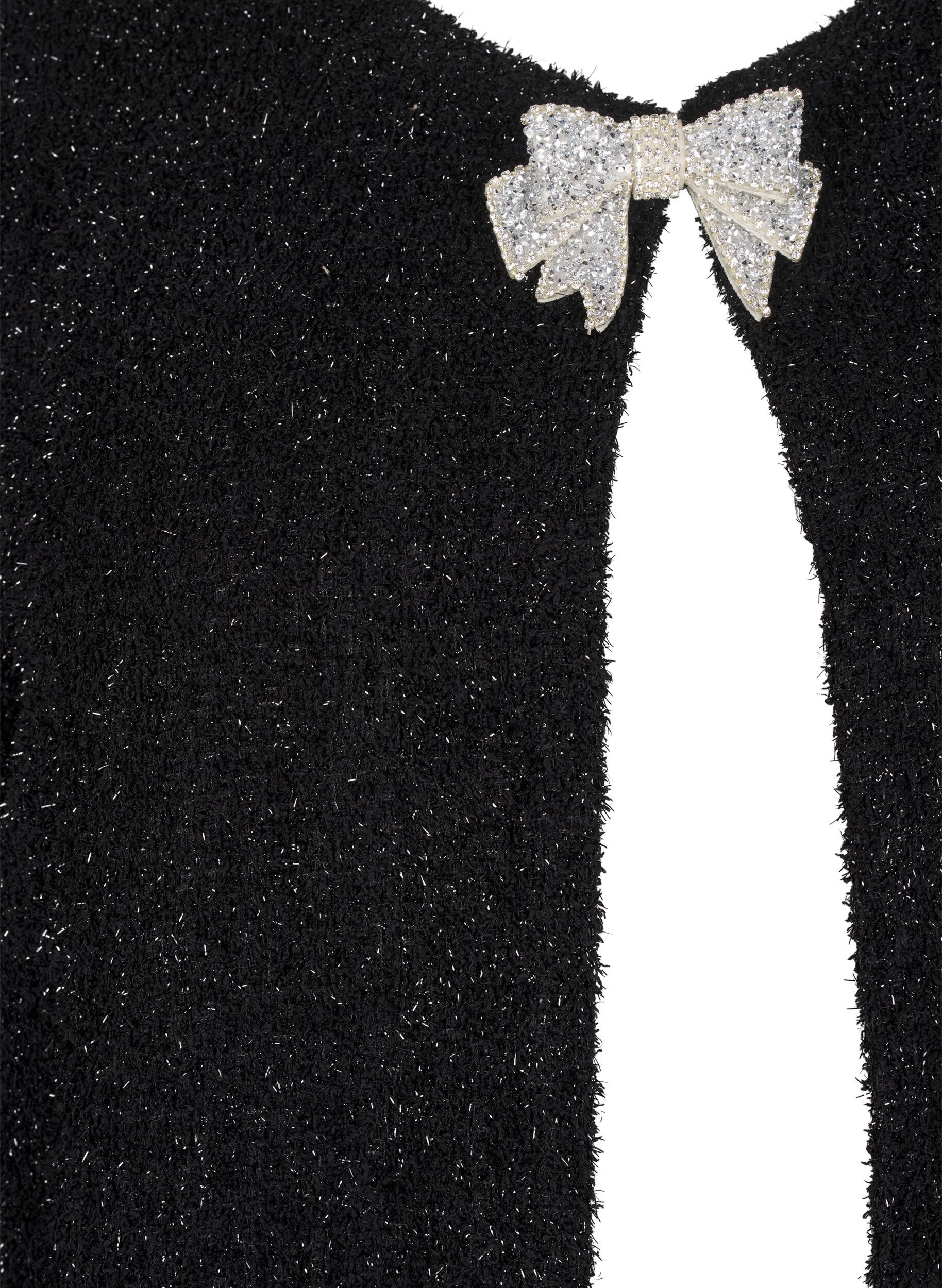 Zizzi Jakke med sl&oslash;yfe og glittertr&aring;d, Black, Packshot image number 2