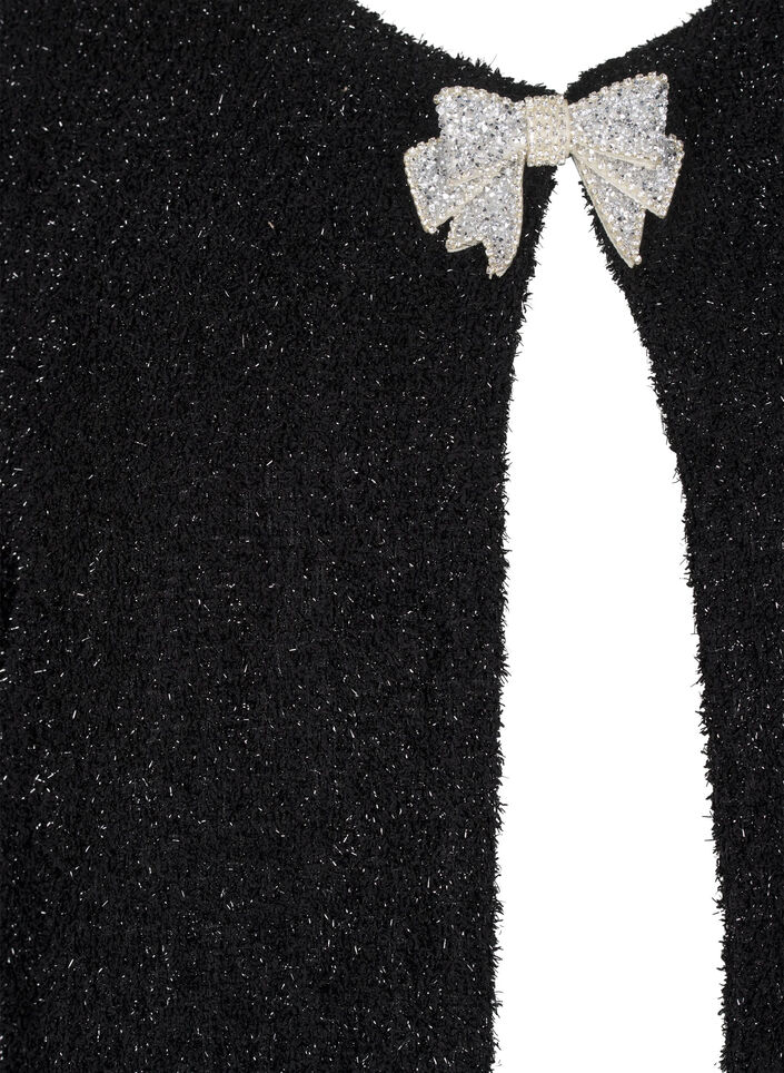 Jakke med sløyfe og glittertråd, Black, Packshot image number 2