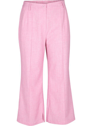 Melerte bukser med strikk og knappelukking, Rosebloom, Packshot image number 0
