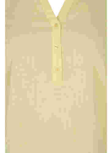Bomullsbluse med V-hals, Yellow, Packshot image number 2