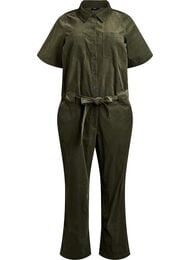Cordfløyels jumpsuit med straight fit ben, Grønn