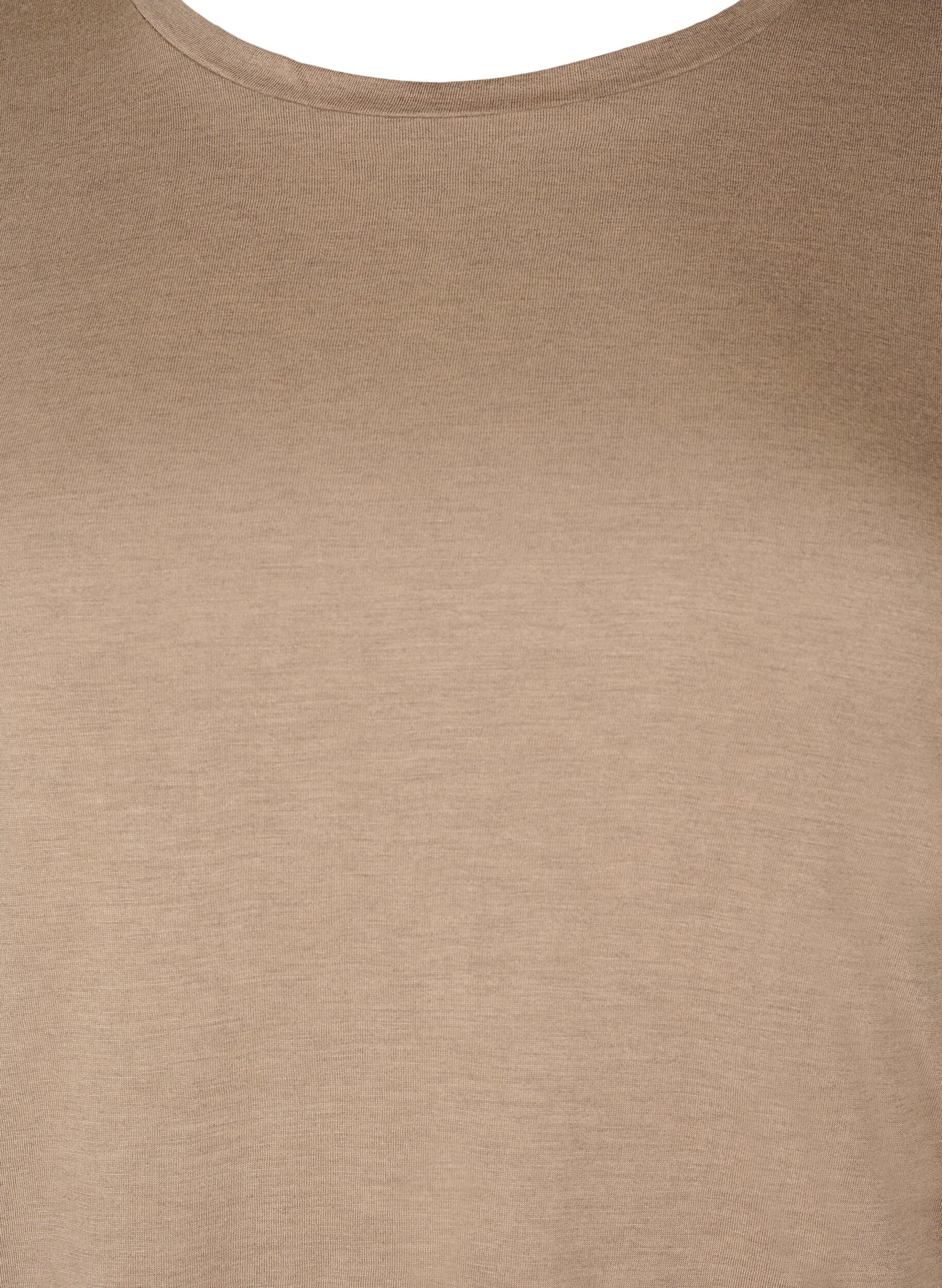 ZizziLangermet bluse i ull og viskose, Brun, Packshot image number 2