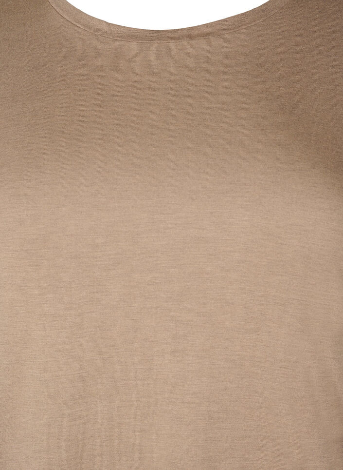 Langermet bluse i ull og viskose, Brun, Packshot image number 2