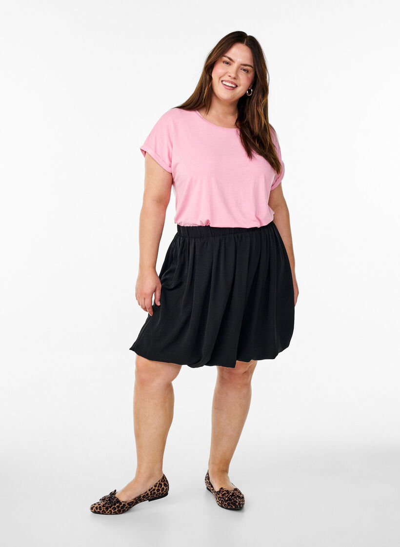 Loose t-skjorte med rund hals, Rosa, Model image number 1