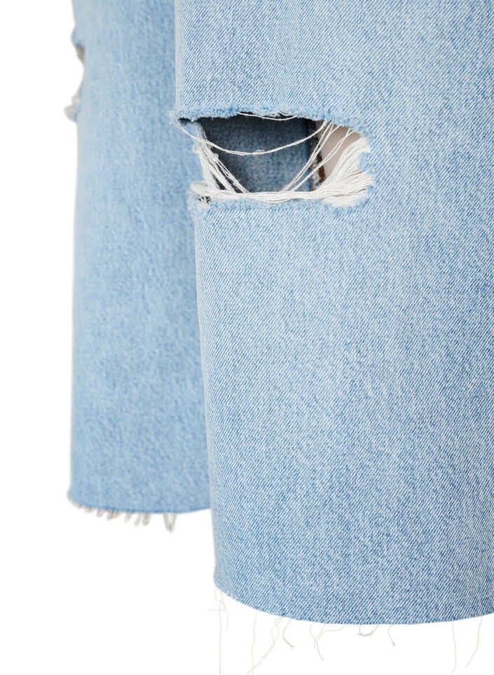 Cropped jeans med en avslappet stil og r&aring; kanter, Bl&aring;, Packshot