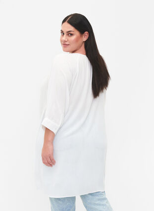 Tunika i viskose med 3/4-ermer, Bright White, Model image number 1