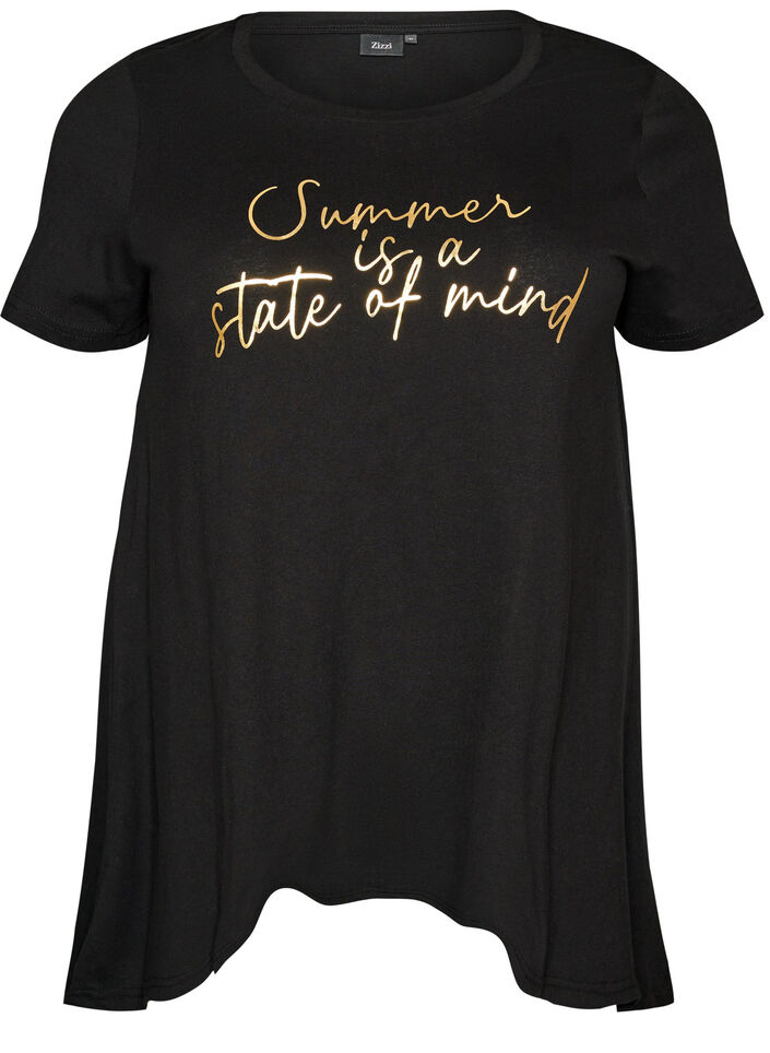 T-skjorte med rund hals og A-linje form, Svart, Packshot image number 0